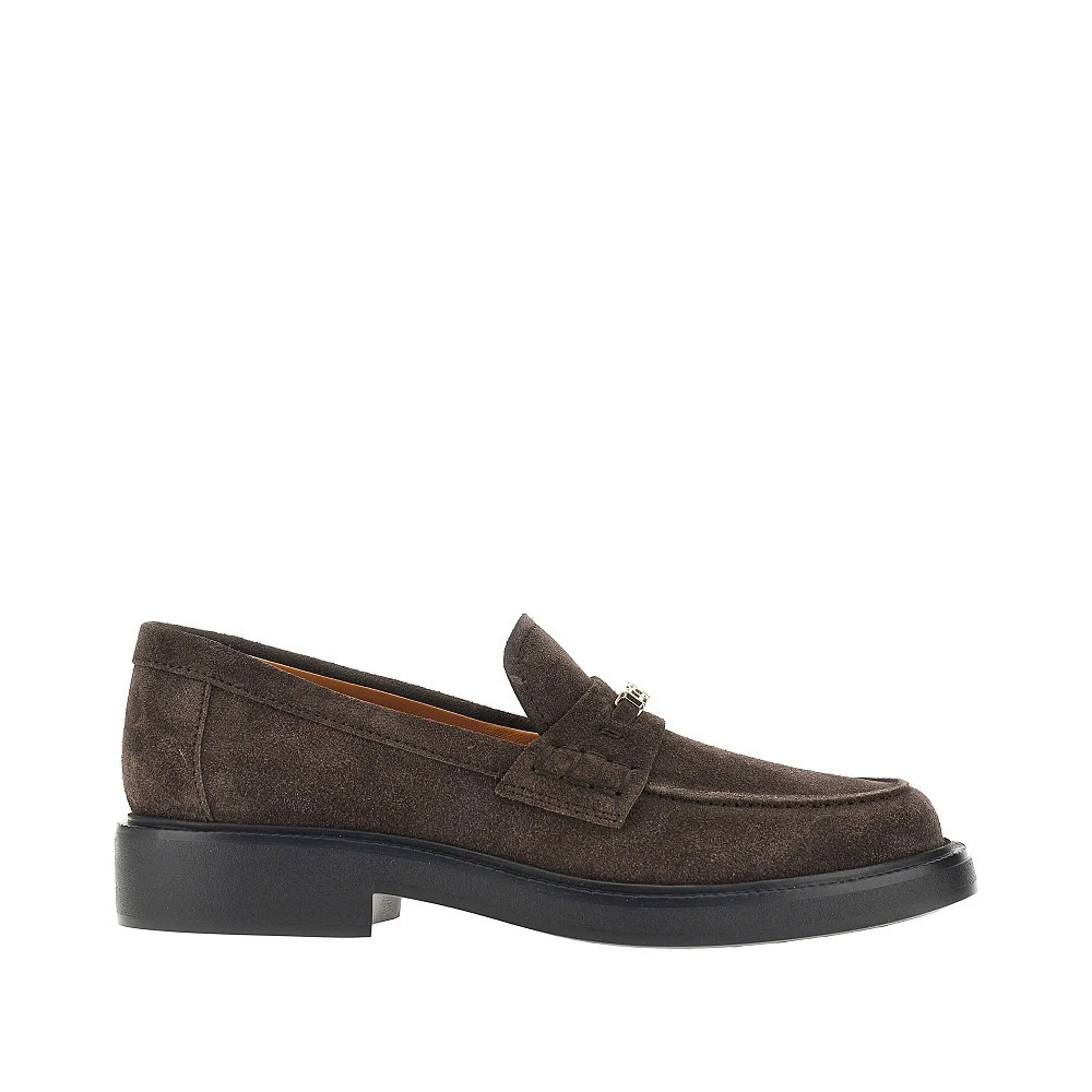 Tods Suede Leather Loafers With Logo
